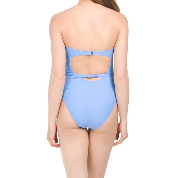 Kiki Rio NEW Blue Solid Knot Front One-piece Swimsuit Sz Small - Picture 2 of 16